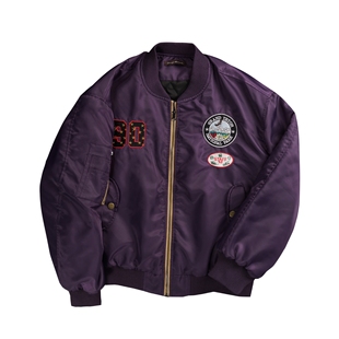 y2k古早轻亚欧美街头潮牌飞行夹克女宽松徽章棉服外套 蚀月镜