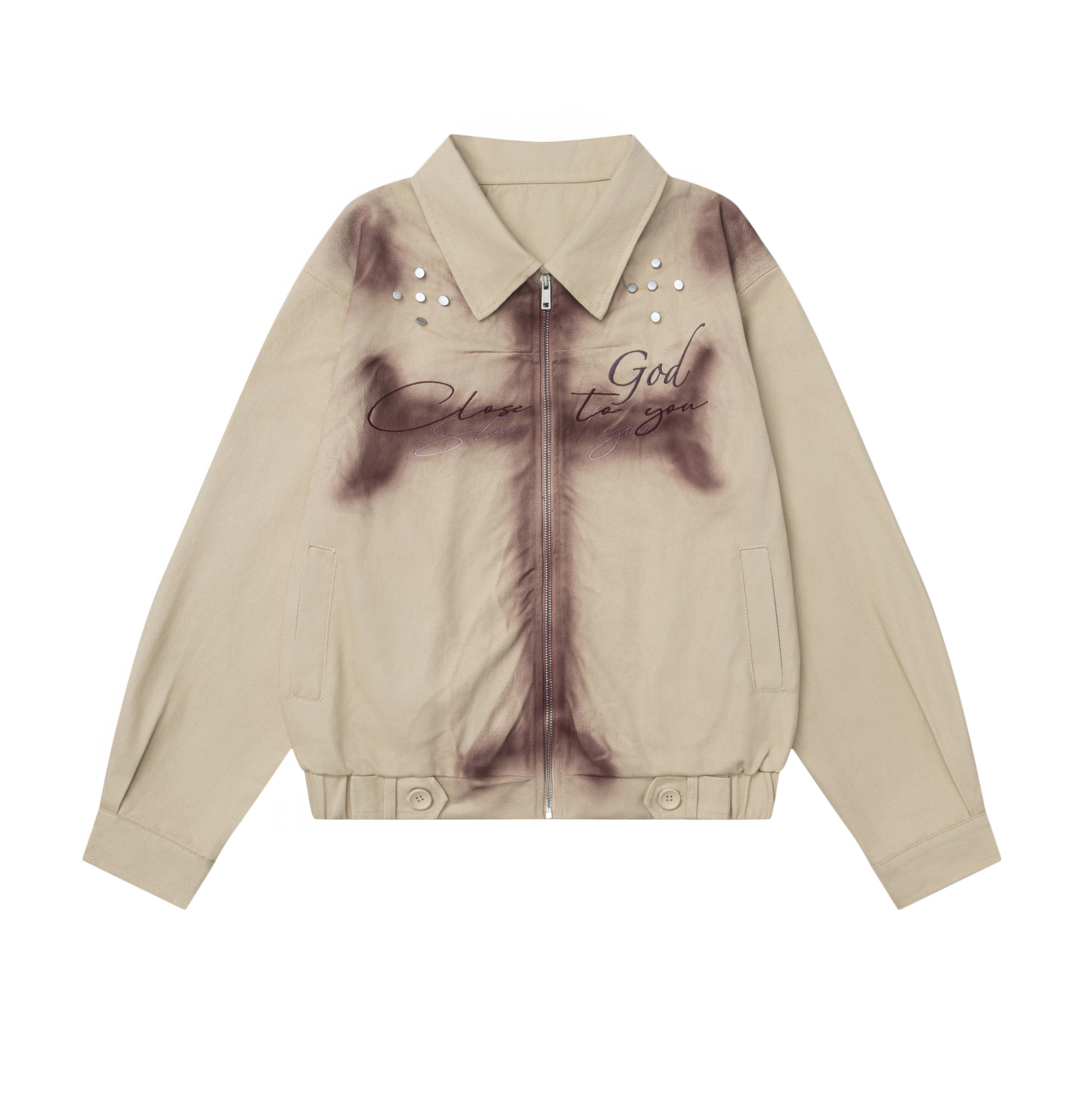 【蚀月镜】y2k轻亚文化十字架晕染刺绣翻领工装夹克女秋季短外套