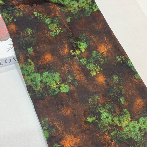 新中式全人丝香云纱印花面料 女装旗袍汉服连衣裙马面裙服装花布