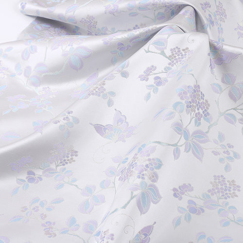 宋锦香云纱印花面料 秋冬连衣裙外套棉服布料 植物人丝印花布零剪