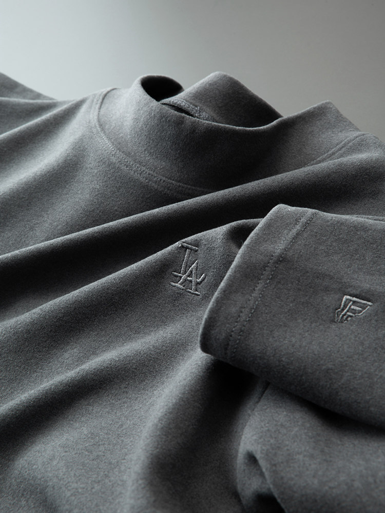 MAROLIO 독일산 최고급 양면벨벳  남성용 트렌디 브랜드 자수 하프 터틀넥 밑단 셔츠와 따뜻한 긴팔 티셔츠