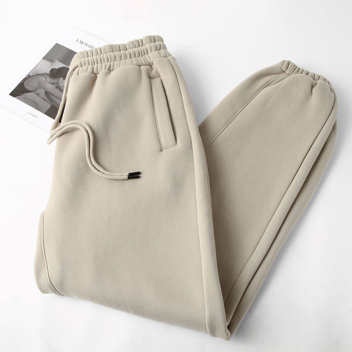MAROLIO 고급스러운 느낌  겨울철 남성용 헤비 벨벳 스웨트 팬츠 심플하고 활용도가 높은 두꺼운 따뜻한 바지
