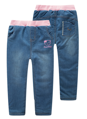 非常小鱼38991/39733女童休闲冬季柔软夹棉牛仔针织纯棉里棉裤