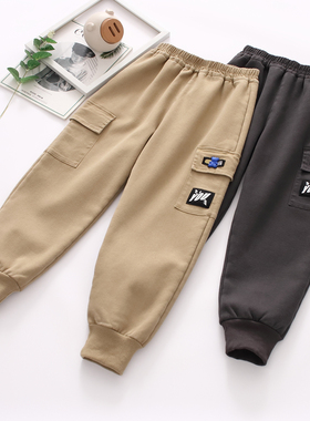 非常小鱼儿童83927新款男童深秋冬季一体绒复合保暖休闲运动长裤