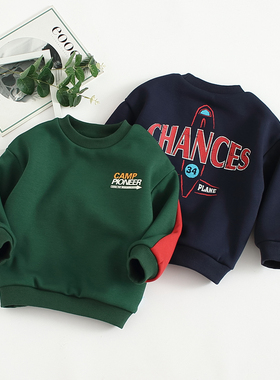 非常小鱼60818新款深秋冬季男童一体绒双层针织休闲上衣100-140