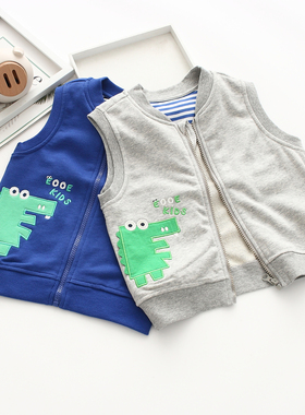 非常小鱼62108新款针织纯棉春秋季男童休闲卡通马甲背心坎肩