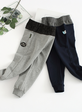 非常小鱼39575男中大童春秋季新款针织纯棉休闲运动长裤100-