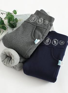 非常小鱼80792新款冬季柔软男童洋气百搭夹棉针织收口棉裤90-130