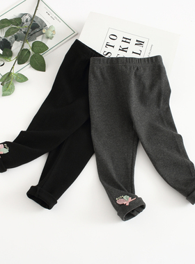 非常小鱼39628女中小童春秋季新款针织纯棉打底休闲薄长裤90-