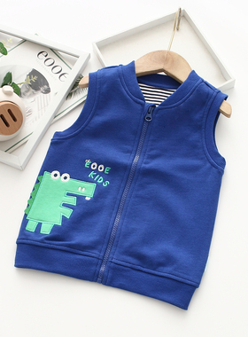 非常小鱼62108新款针织纯棉春秋季男童单层马甲背心上衣100-150