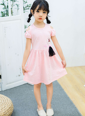 非常小鱼29477女童清仓夏季针织纯棉吸汗薄连衣裙90-130满百包邮