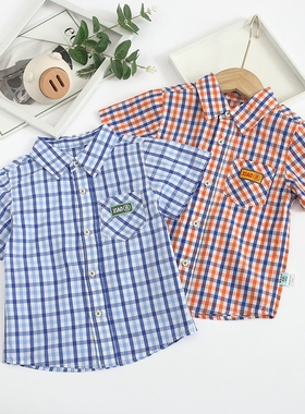 非常小鱼61225清仓男童梭织纯棉夏季短袖时尚衬衣休闲上衣100-140