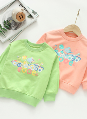 非常小鱼62195新款女童春季针织纯棉圆领卫衣卡通儿童长袖上衣