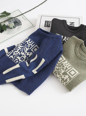 非常小鱼29210新款男中小童百搭休闲柔软舒服圆领保暖毛衣