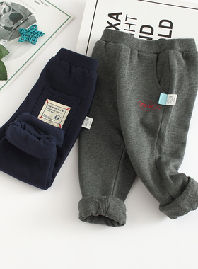 非常小鱼39703新款男童深秋双层针织纯棉里休闲收口运动裤80-120