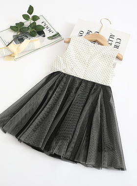 非常小鱼60384女童新款夏季圆点背心裙韩版时尚洋气儿童连衣裙