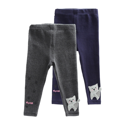 非常小鱼18694新款女童洋气针织纯棉春秋打底微弹柔软长裤80-120