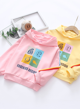 非常小鱼62780秋季新款女童针织套头休闲舒服洋气连帽卫衣上衣