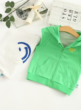 非常小鱼60137新款春季男女童针织纯棉马甲背心开衫外套90-130