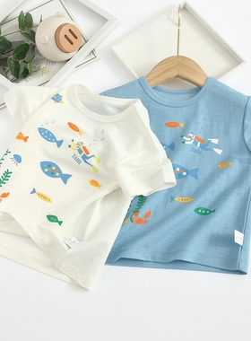 非常小鱼61245清仓男童夏季针织透气凉快卡通T恤短袖上衣90-130