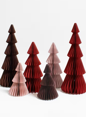 Christmas圣诞节装饰品氛围场景布置折纸圣诞树桌面摆件拍照道具