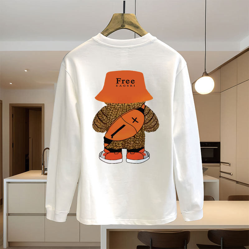 长袖t恤男秋季薄款2024新款男装春秋纯棉青少年卫衣男孩秋装上衣