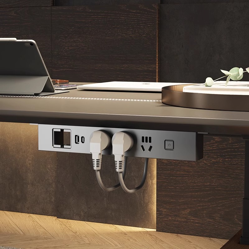 爱特屋 国标吊挂排插桌底排插电脑桌用电源线插座【升降桌配件】