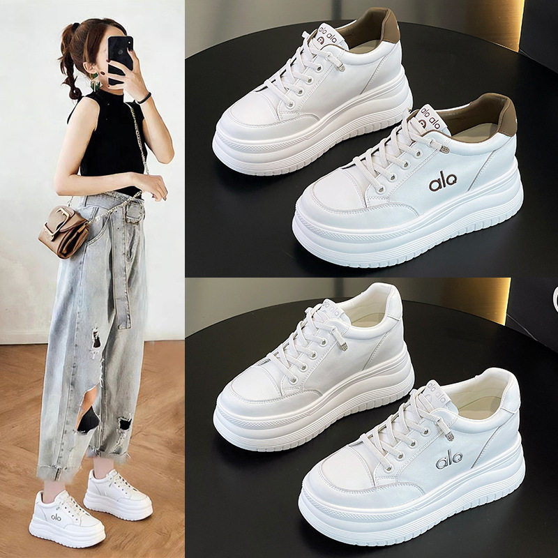 真皮厚底小白鞋女2026春新款百搭增高8cm松糕女鞋休闲运动跑步鞋