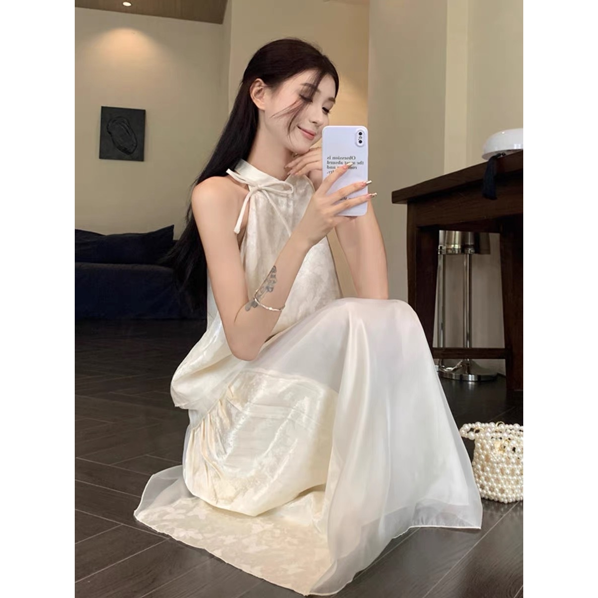 新中式国风连衣裙套装女高级感蝴蝶印花上衣半身长裙子两件套夏季