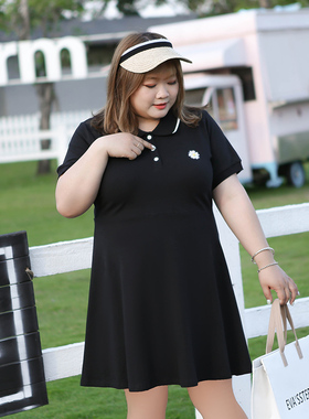 miss38大码女装小雏菊PoLo领连衣裙显瘦2020夏新款胖mm学院风裙子