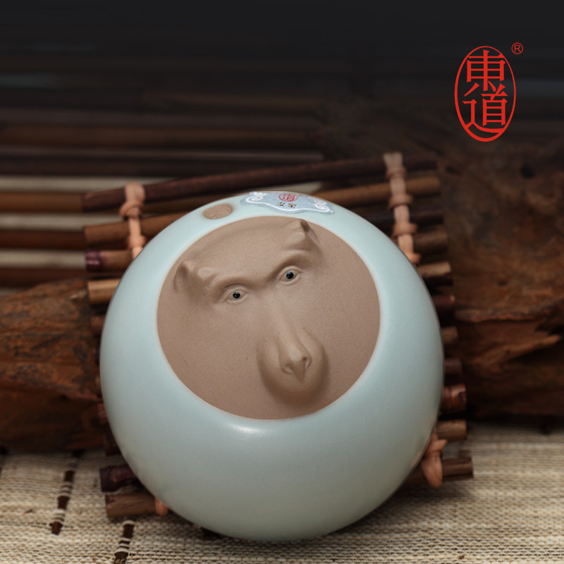 正品东道汝窑灵慧单杯汝窑陶瓷茶杯品茗杯汝窑主人杯猴年生肖品杯