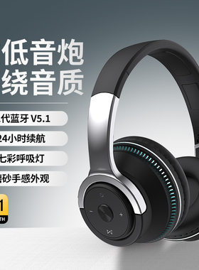 跨境私模立体声重低音头戴式蓝牙耳机呼吸灯电竞无线耳麦厂家