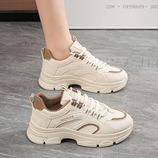 子女款 百搭女运动休闲潮鞋 显脚小2025秋季 爆款 子 新款 皮面老爹鞋