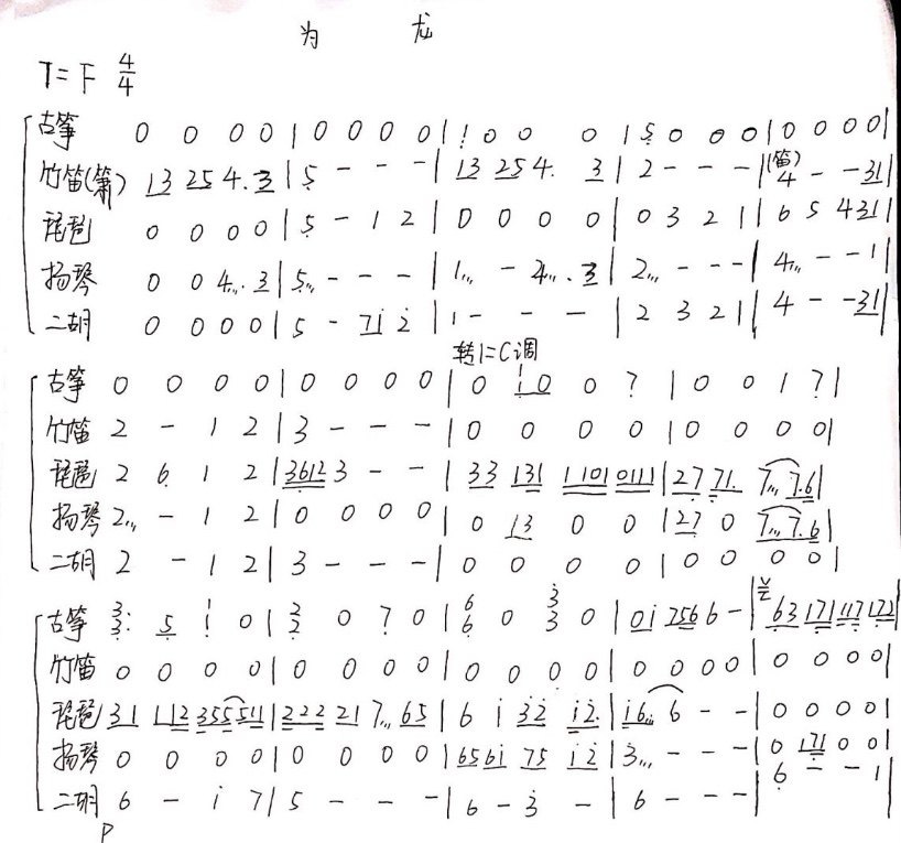 为龙敦煌永隔一江水女子十二乐坊民乐合奏谱古筝琵琶二胡竹笛扬琴