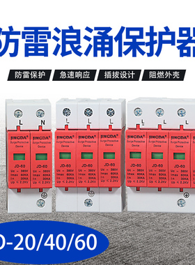 浪涌保护器JD-1P2P3P4P家用避雷器20KA40KA60KA电涌防雷器