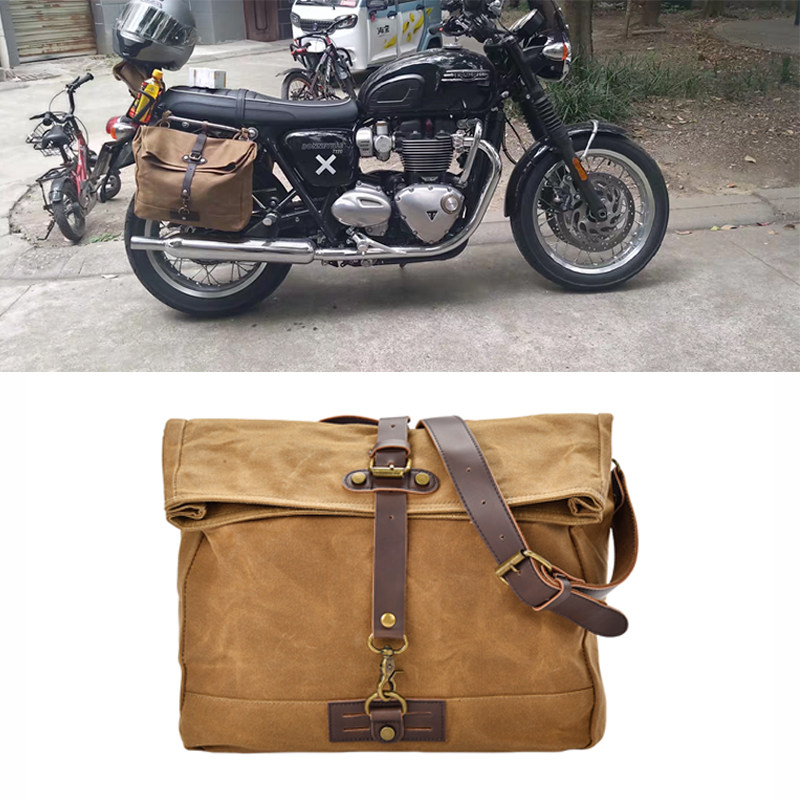 美式工装死飞包复古机车骑行帆布单肩邮差包男户外手提斜挎军背包