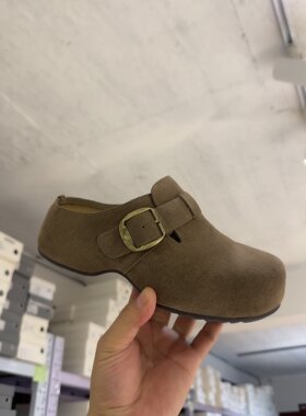 W韩1003头层牛皮勃肯包头拖女鞋