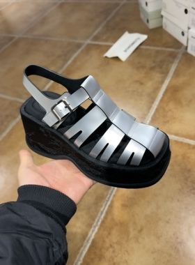 w广州240349头层牛皮凉鞋女鞋厚底