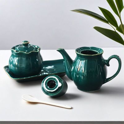 调味罐套装组合家用墨绿轻奢调料盒收纳罐盐味精陶瓷罐厨房置物架