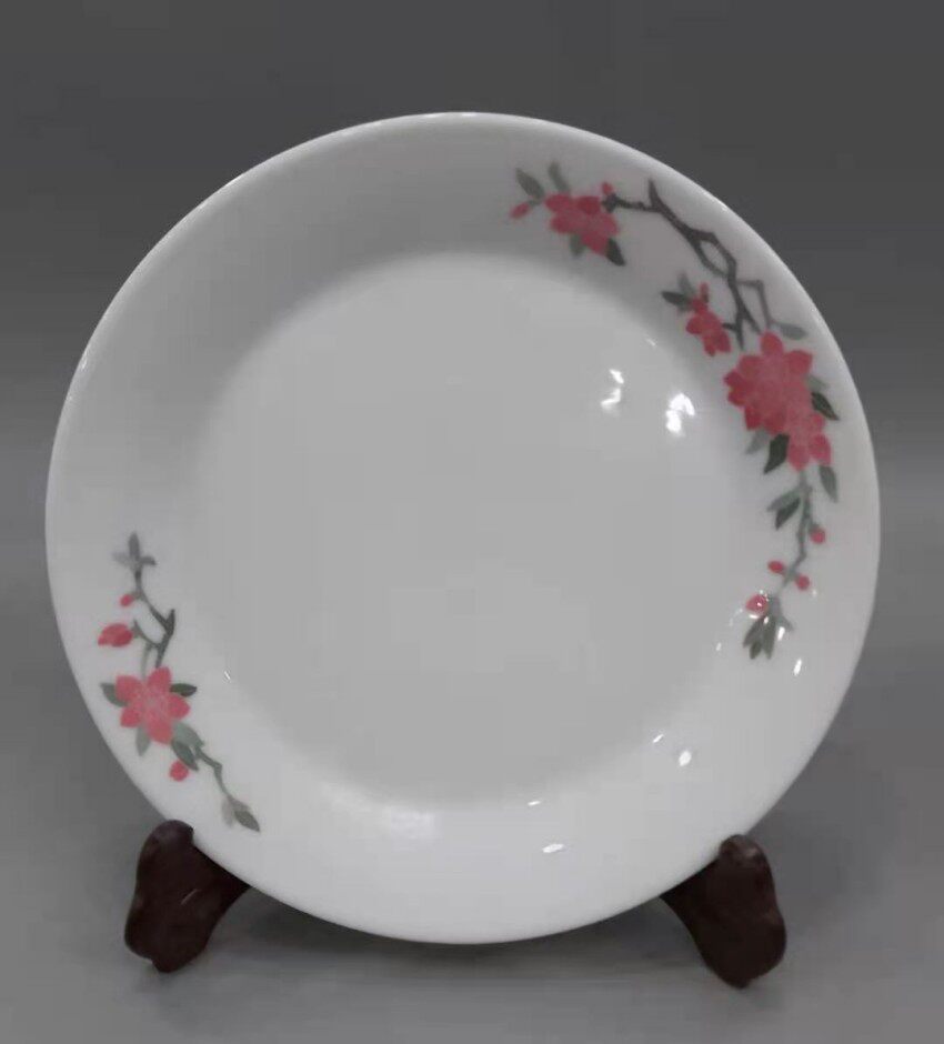 醴陵老瓷器群力2006年生产手绘桃花19.8cm平盘,赏盘,中*海用瓷