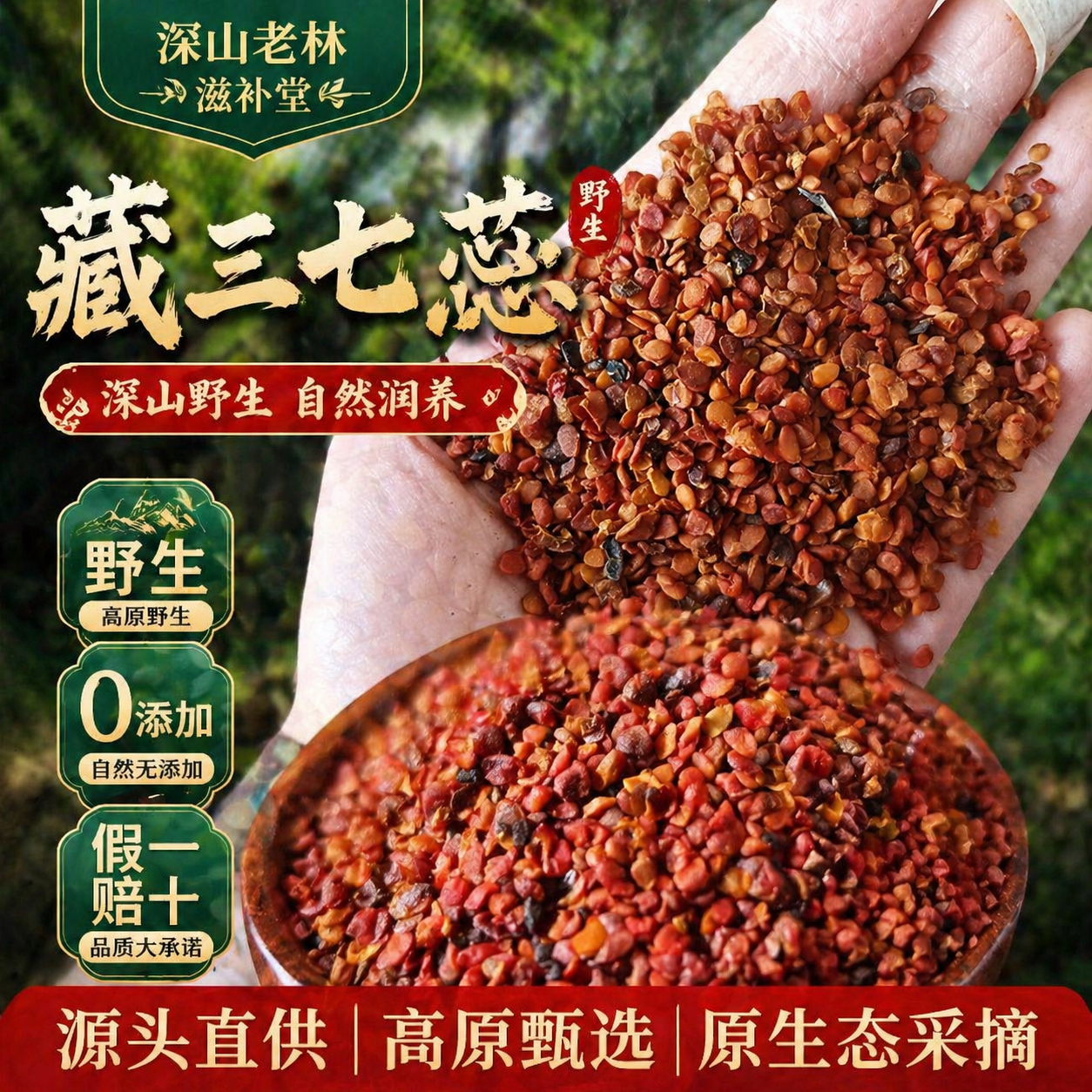 正宗高原野生藏三七蕊正品中药材中草药包邮云南产地直发