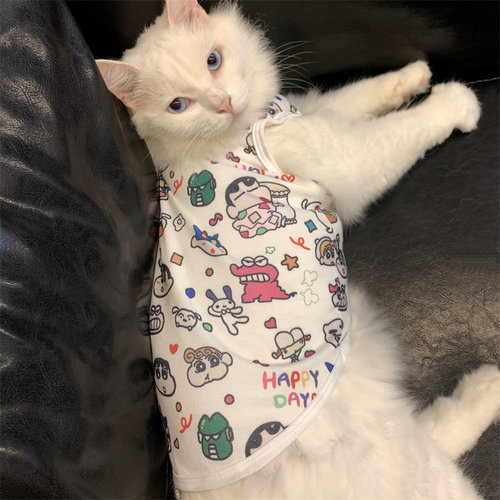 蜡笔小新可爱猫咪衣服吊带背心式