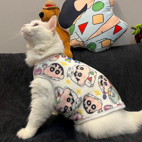 可爱蜡笔小新猫咪衣服背心加绒款