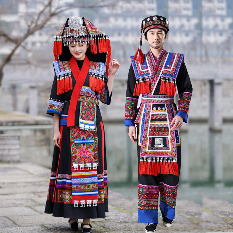 2026新款少数民族服装男女苗族瑶族侗族舞蹈服土家族彝族壮族演出