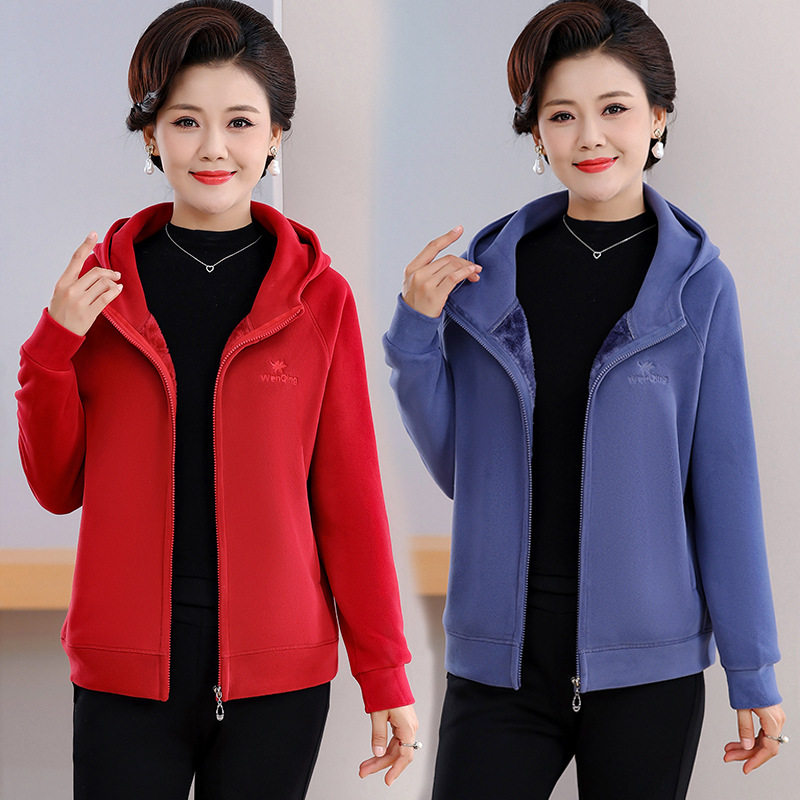 2025新款中年妈妈装连帽摇粒绒外套女装秋冬装中老年人加厚卫,女装/女士精品,卫衣/绒衫,淘宝优惠券,粉丝福利购,淘宝优惠卷