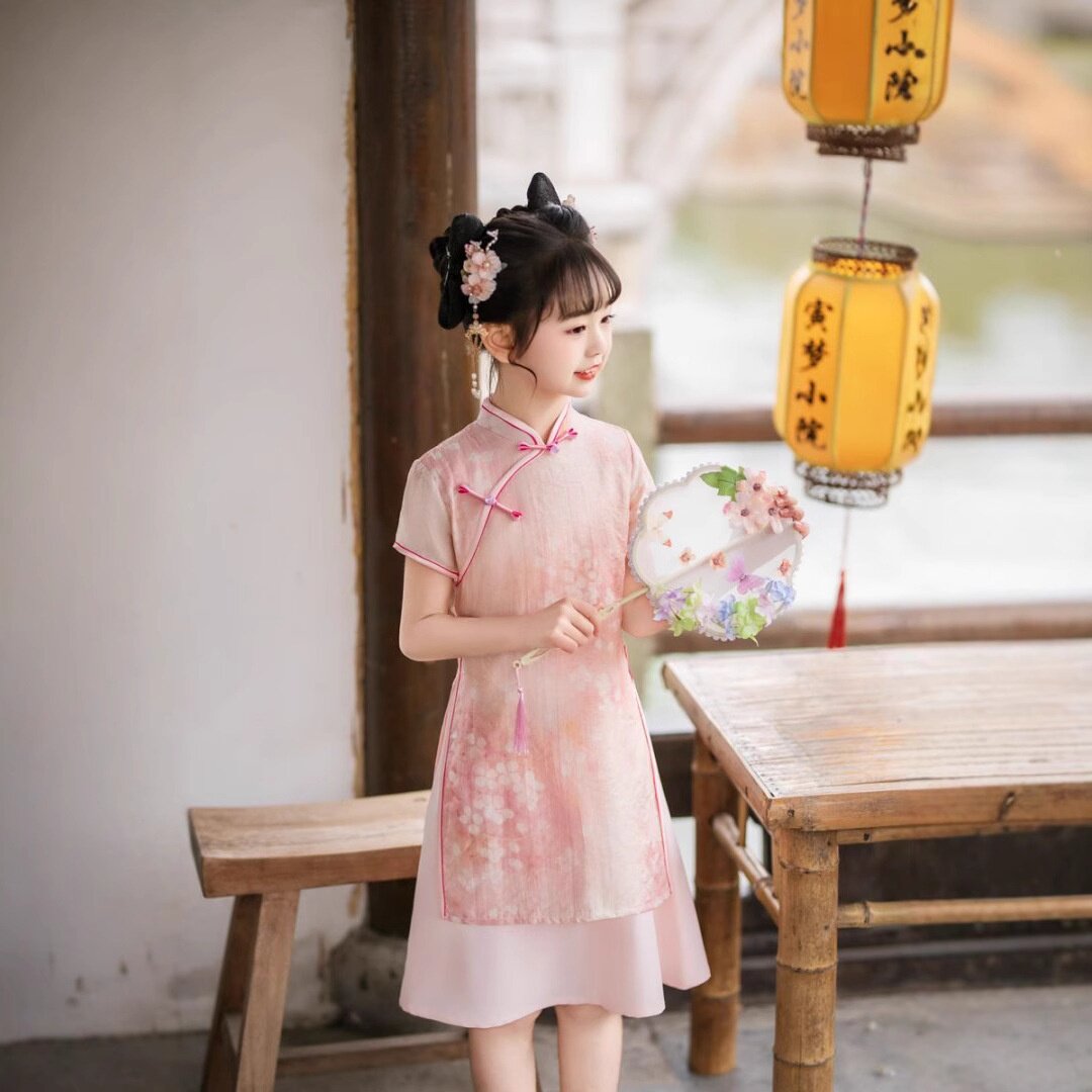 2026新款儿童旗袍新中式奥黛款夏季女童国风汉服演出服民族风高品
