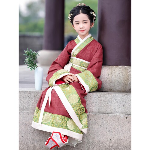 2026新款原创战国袍女童汉服儿童曲裾袍中国风走秀演出服摄影古装