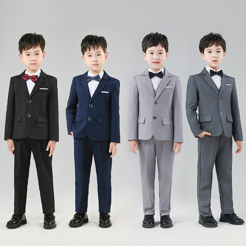 2026新款儿童西服男童小西装套装小学生主持演出服花童礼服四件套