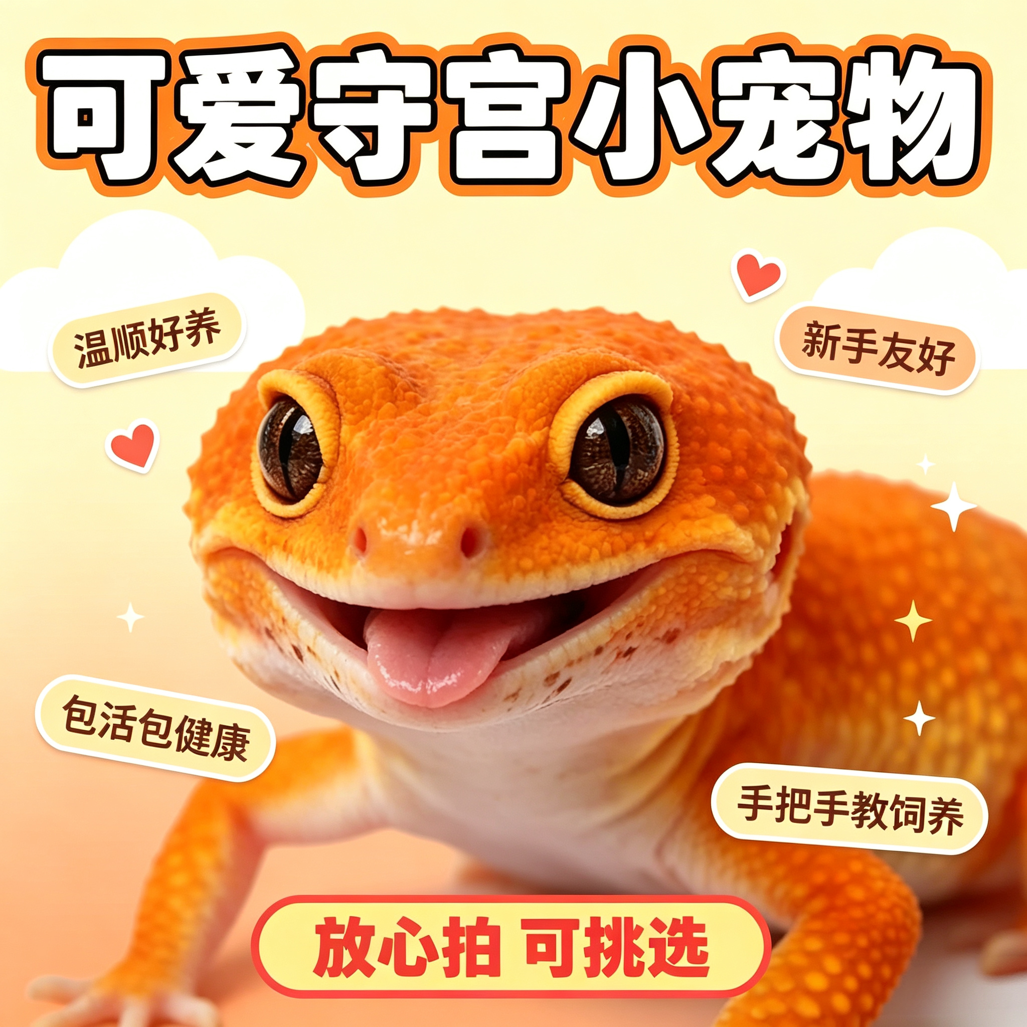 豹纹守宫活体幼体 蜜橘 阳光 暴龙 橘白 土匪 恶魔白酒 异宠蜥蜴