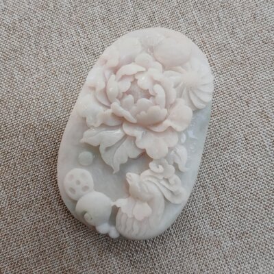 天然正品南阳独山玉芙蓉色牡丹花吊坠女款花开富贵弥勒佛玉石挂件